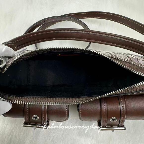 COACH Ashton Bag In Signature Jacquard Shoulder/Crossbody CBJ00 Silver/Oak/Maple - Picture 11 of 12